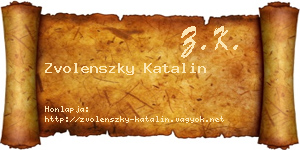 Zvolenszky Katalin névjegykártya